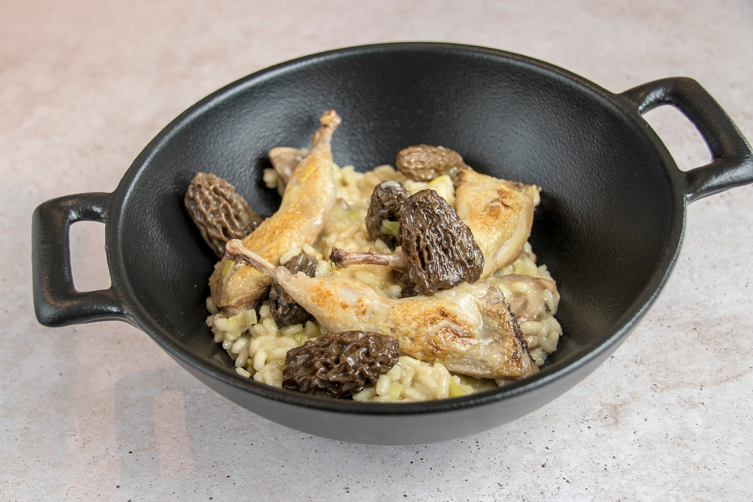 Risotto de morilles aux cailles